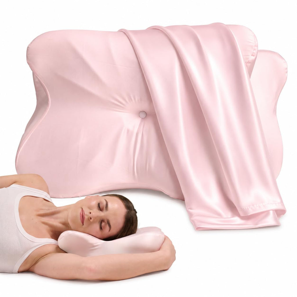 Derila Ergo Pillowcase Cervical Neck Pillow for Sleeping Pillow Case Contour Memory Foam Pillows for Back, Side Sleeper (Pillowcase - 21.25 x 14.17 x 4.72 in) Pillow Case only
