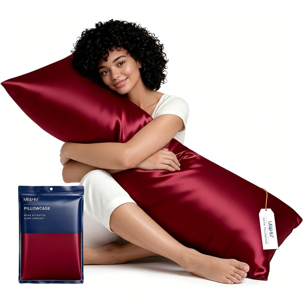 MR&HM Satin Pillowcase 2 Pack, Queen Size 20"x30", Black