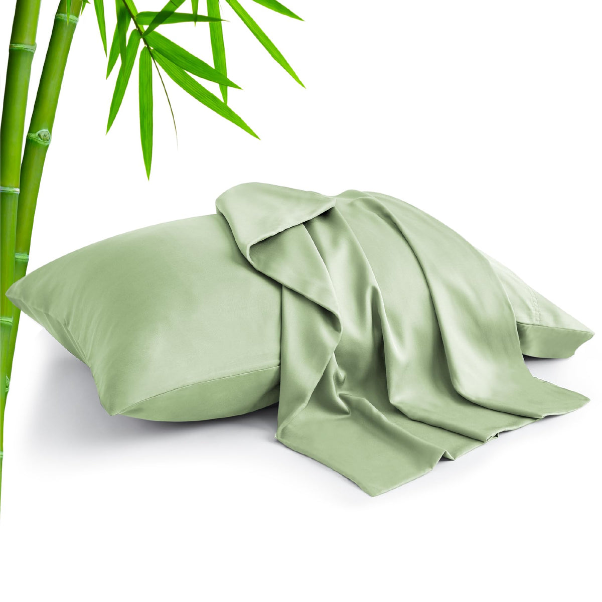 BEDELITE Cooling Pillow Cases Queen Size Set of 2, Rayon from Bamboo, Grey