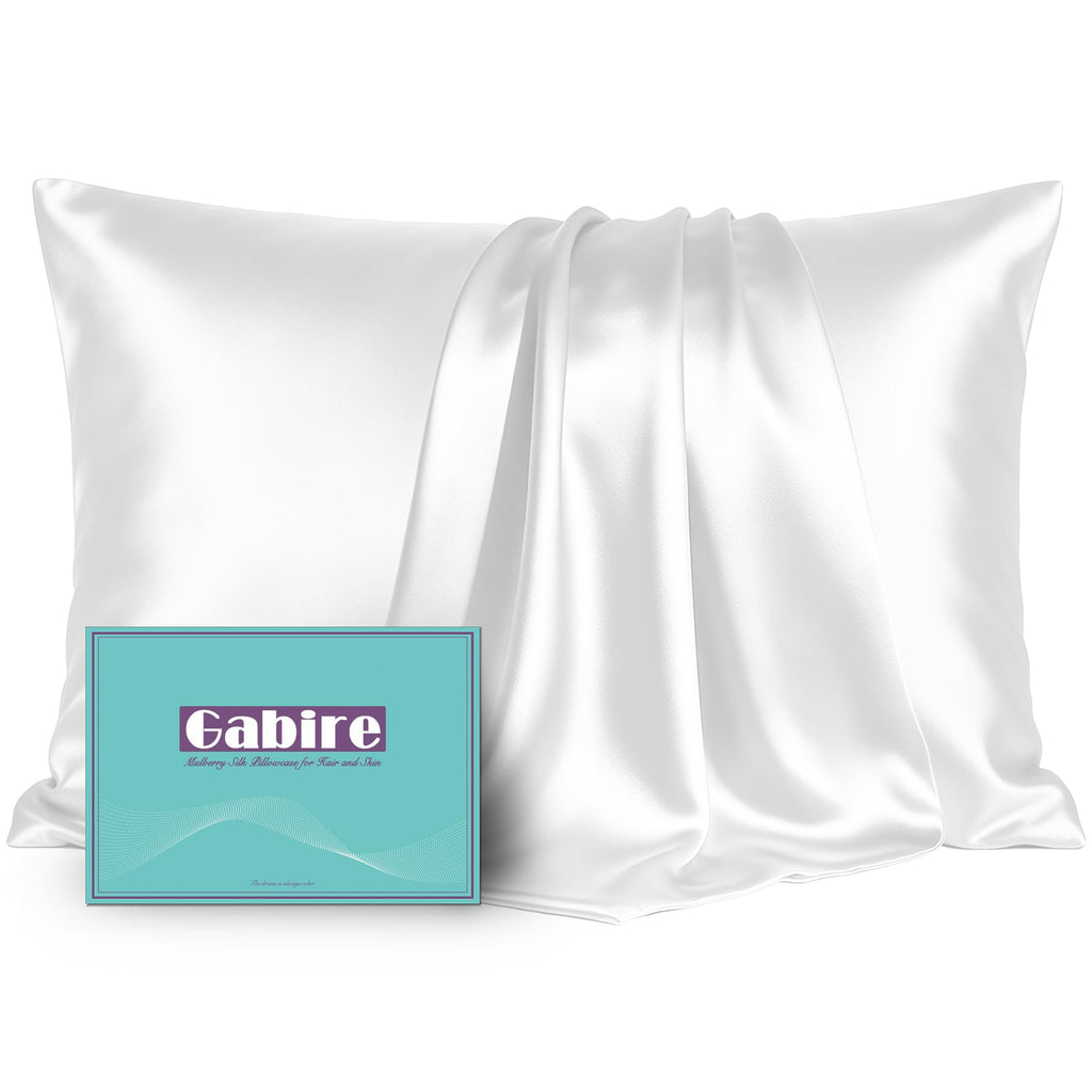Gabire Mulberry Silk Pillow Cases Set of 2, Both Sides Real Silk Pillowcase for Hair and Skin Prevent Acne Pillowcase Organic Silk Pillowcase 2 Pack with Hidden Zipper, Black, Standard (20"×26")