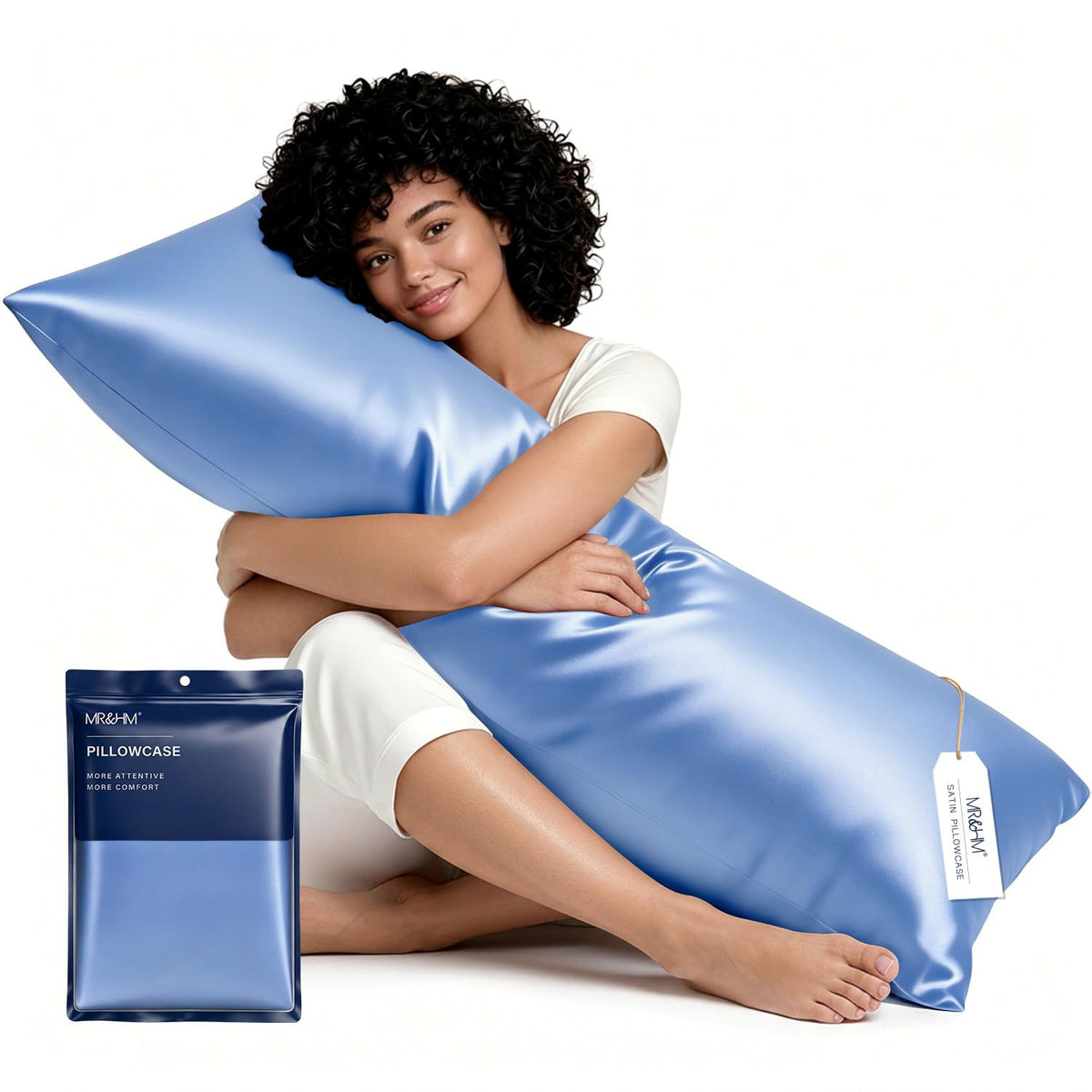 MR&HM Satin Pillowcase 2 Pack, Queen Size 20"x30", Black
