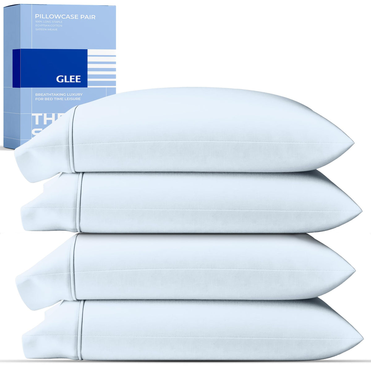 THREAD SPREAD 100% Cotton Pillow Cases Queen Size Set of 2 - Luxury 400 Thread Count Queen Pillow Cases (White), Soft Cooling Breathable Hotel Cotton Pillowcases, Fits Standard Pillows
