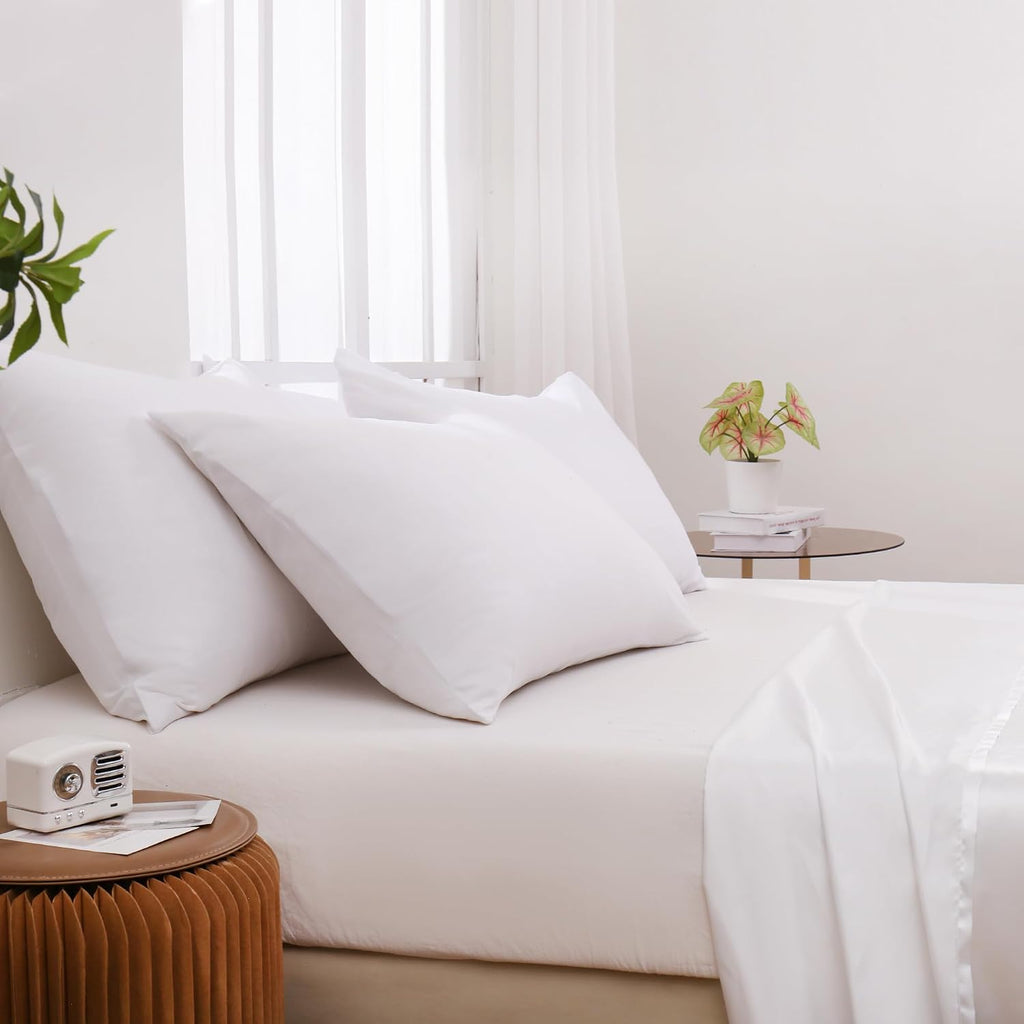 CULVE White Pillow Cases Standard 4 Pack, Microfiber Pillowcase, 20x26