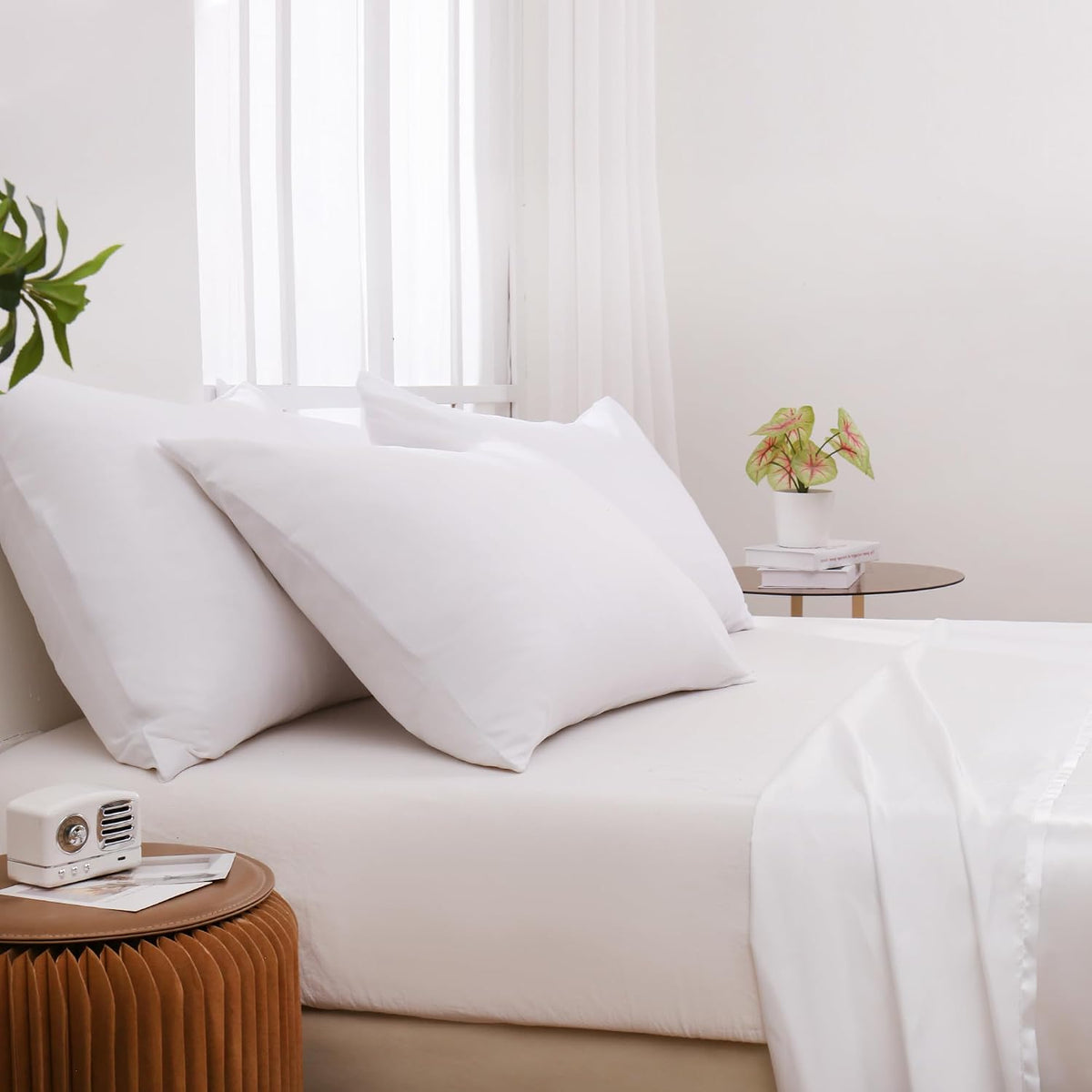 CULVE White Pillow Cases Standard 4 Pack, Microfiber Pillowcase, 20x26