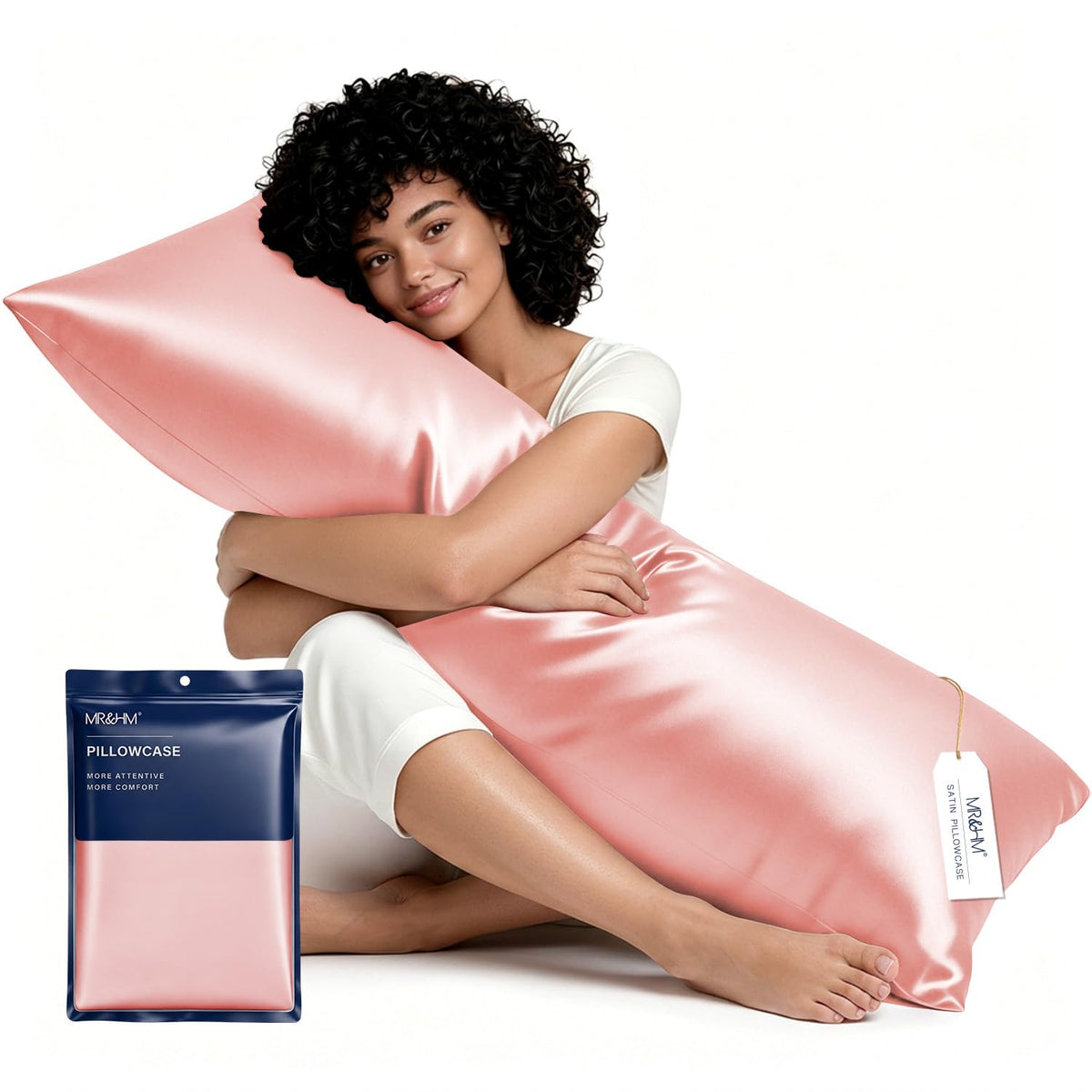 MR&HM Satin Pillowcase 2 Pack, Queen Size 20"x30", Black