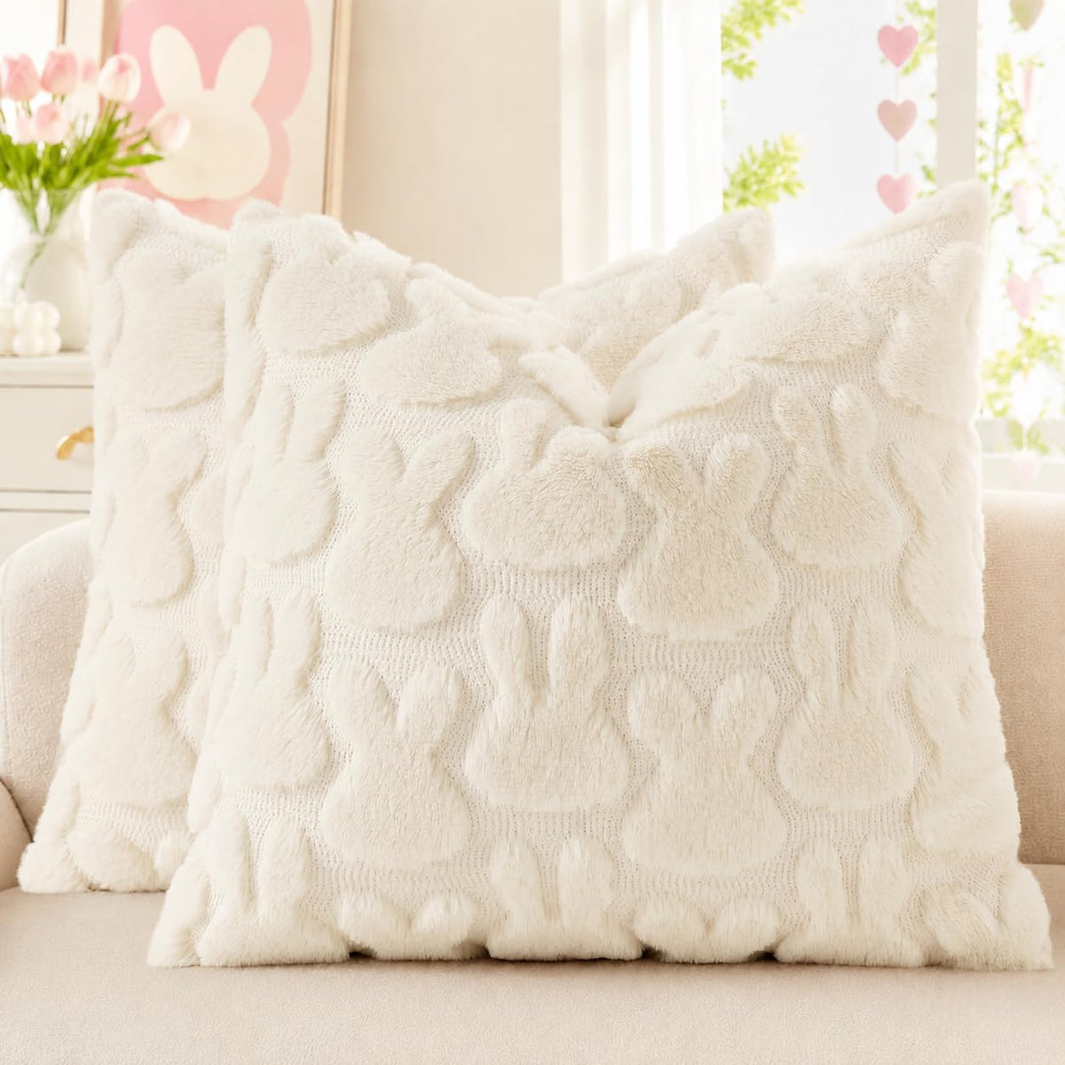 decorUhome Faux Fur Plush Soft Rust Throw Pillow Covers 18x18 Set of 2
