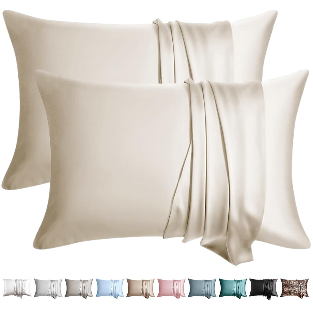 100% Silk Pillow Cases 2 Pack Queen Size Mulberry Silk Pillowcase for Hair and Skin Set of 2 Highest Grade 6A Silk Soft Breathable Cooling with Hidden Zipper, Grey