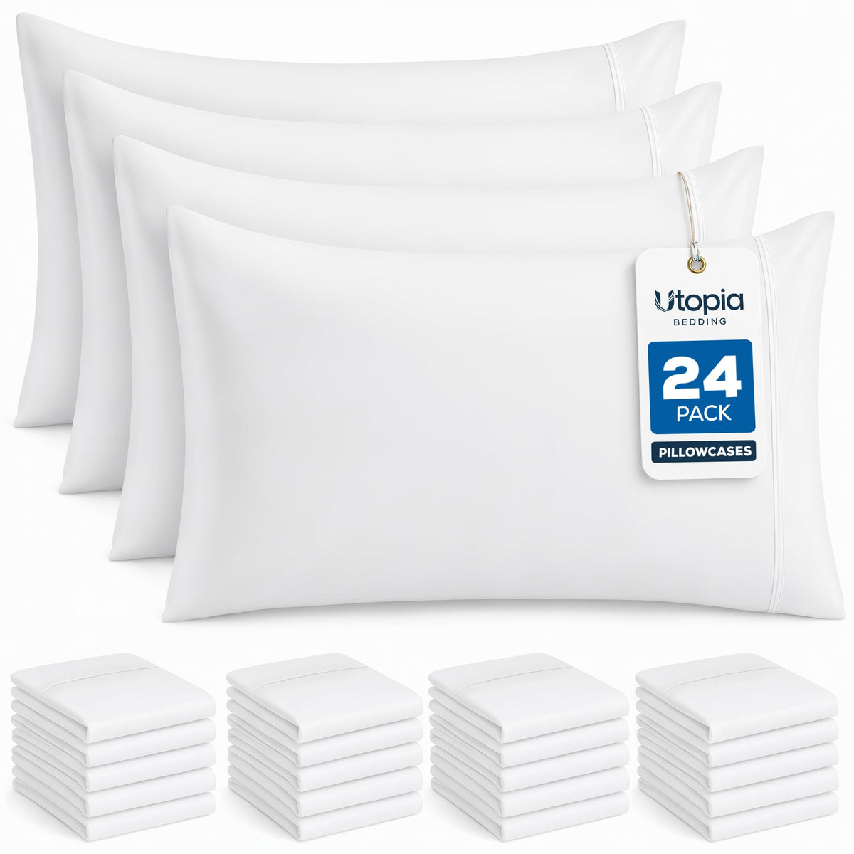 Pillow Covers Standard Size Set of 4, Soft and Comfy Pillow Cases, White
