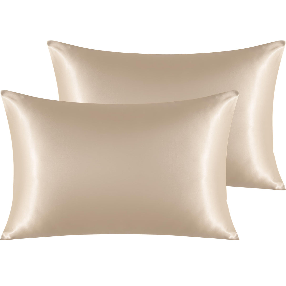 NTBAY Standard Satin Pillowcases, Set of 2, Black