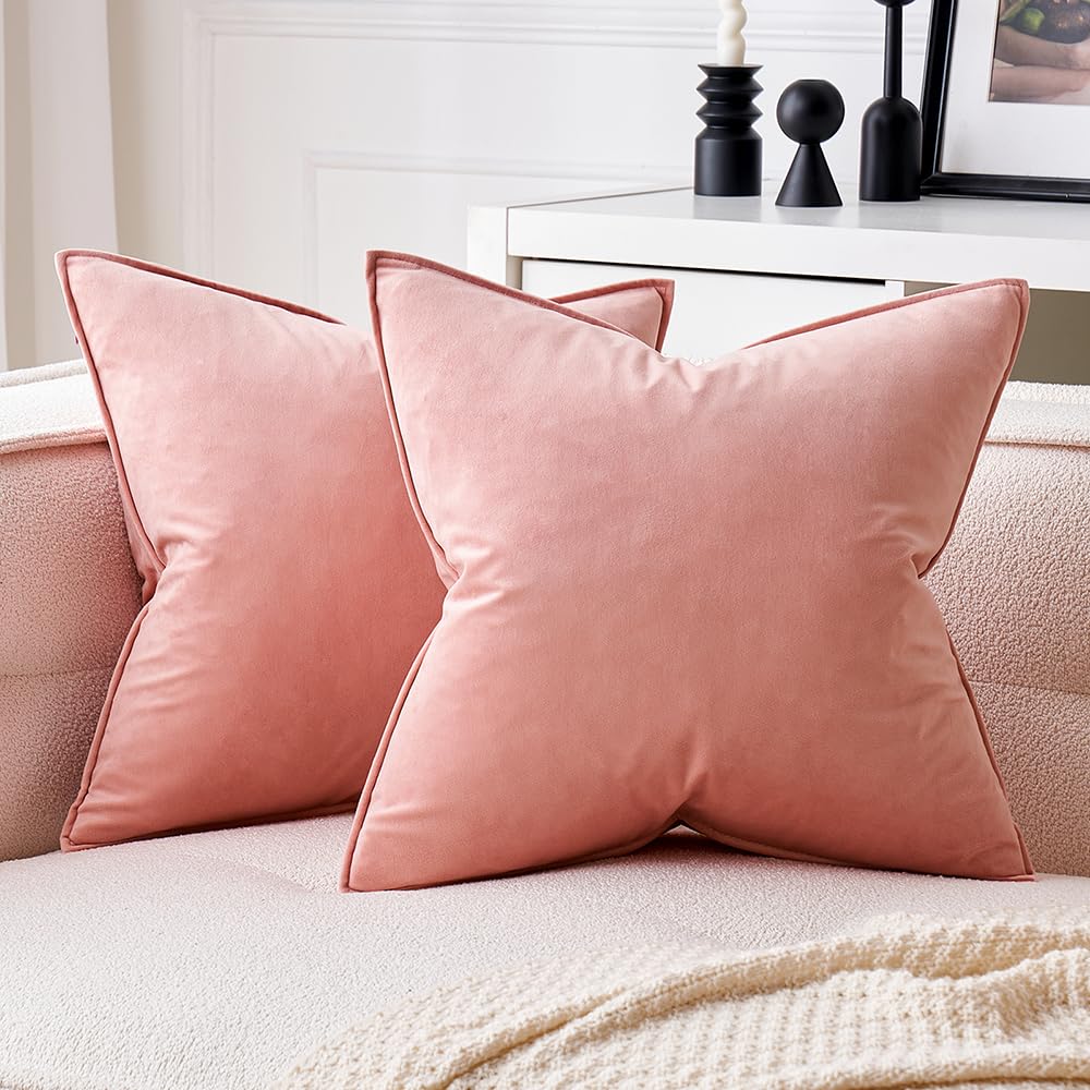 MIULEE Decorative Dark Brown Velvet Throw Pillow Covers for Couch 18x18 in
