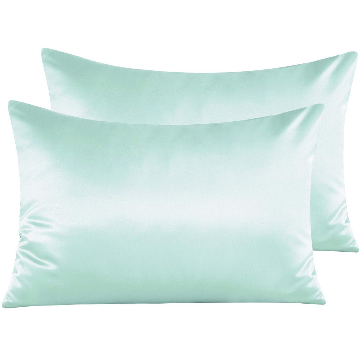 NTBAY Standard Satin Pillowcases, Set of 2, Zipper, Black