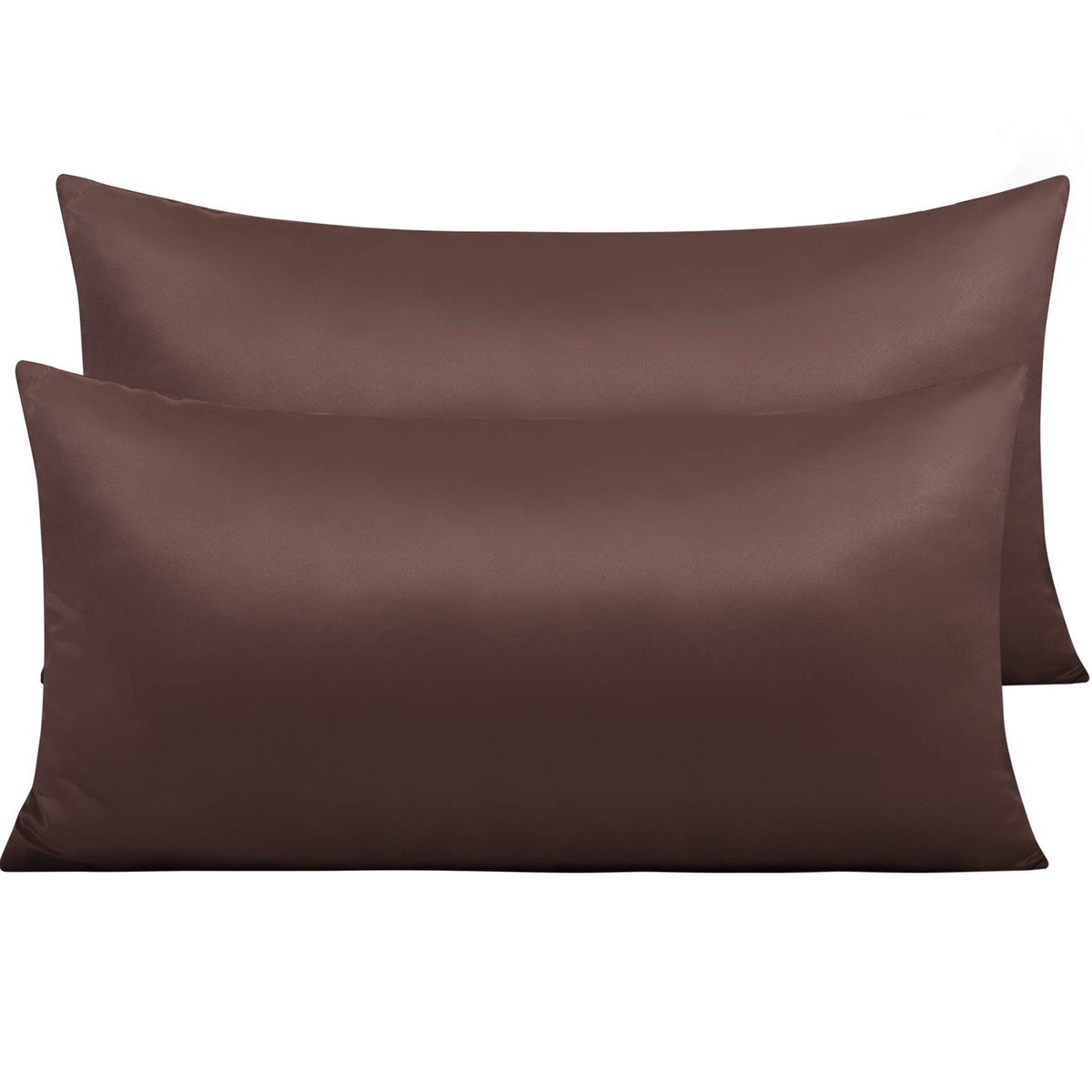 NTBAY Standard Satin Pillowcases, Set of 2, Zipper, Black