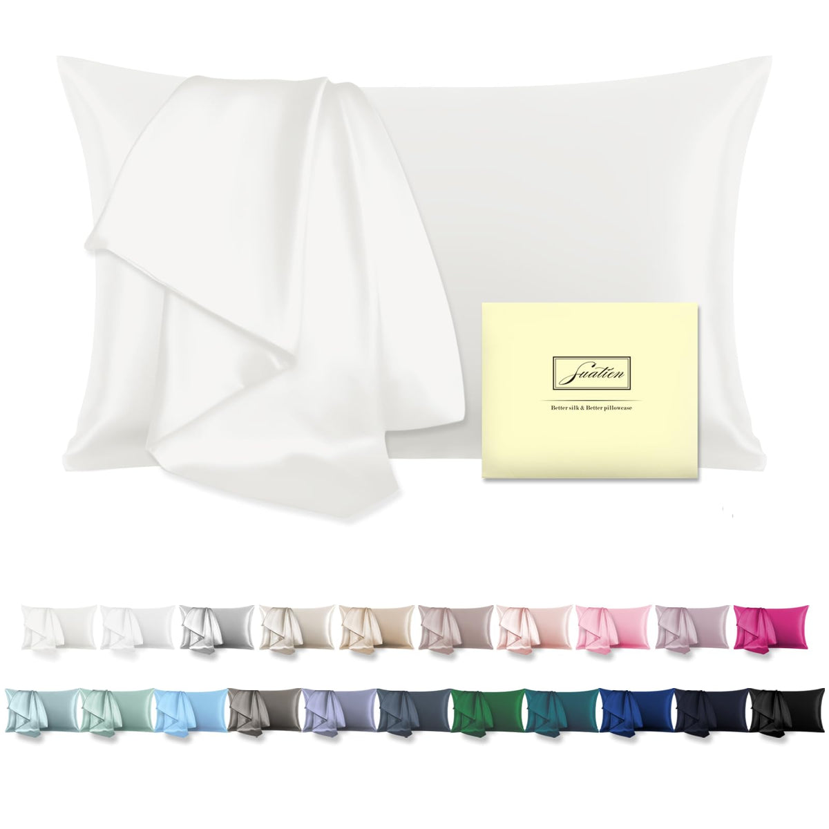 Mulberry Silk Pillowcase for Hair and Skin Standard Size 20"X 26" Pillow Case with Hidden Zipper Soft Breathable Smooth Cooling Silk Pillow Covers for Sleeping (Haze Blue,Standard,1Pcs)