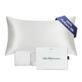 FluffCo 100% Pure Mulberry Silk Pillowcase - Queen 20 x 30 in, Silver