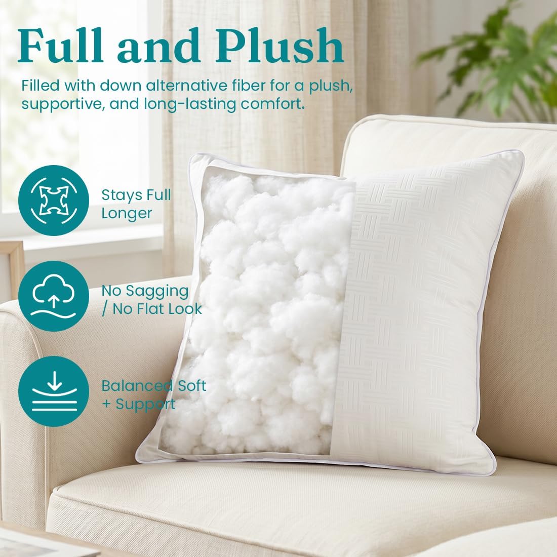 Oubonun Throw Pillow Inserts 22x22 Set of 2, Decorative Throw Pillows