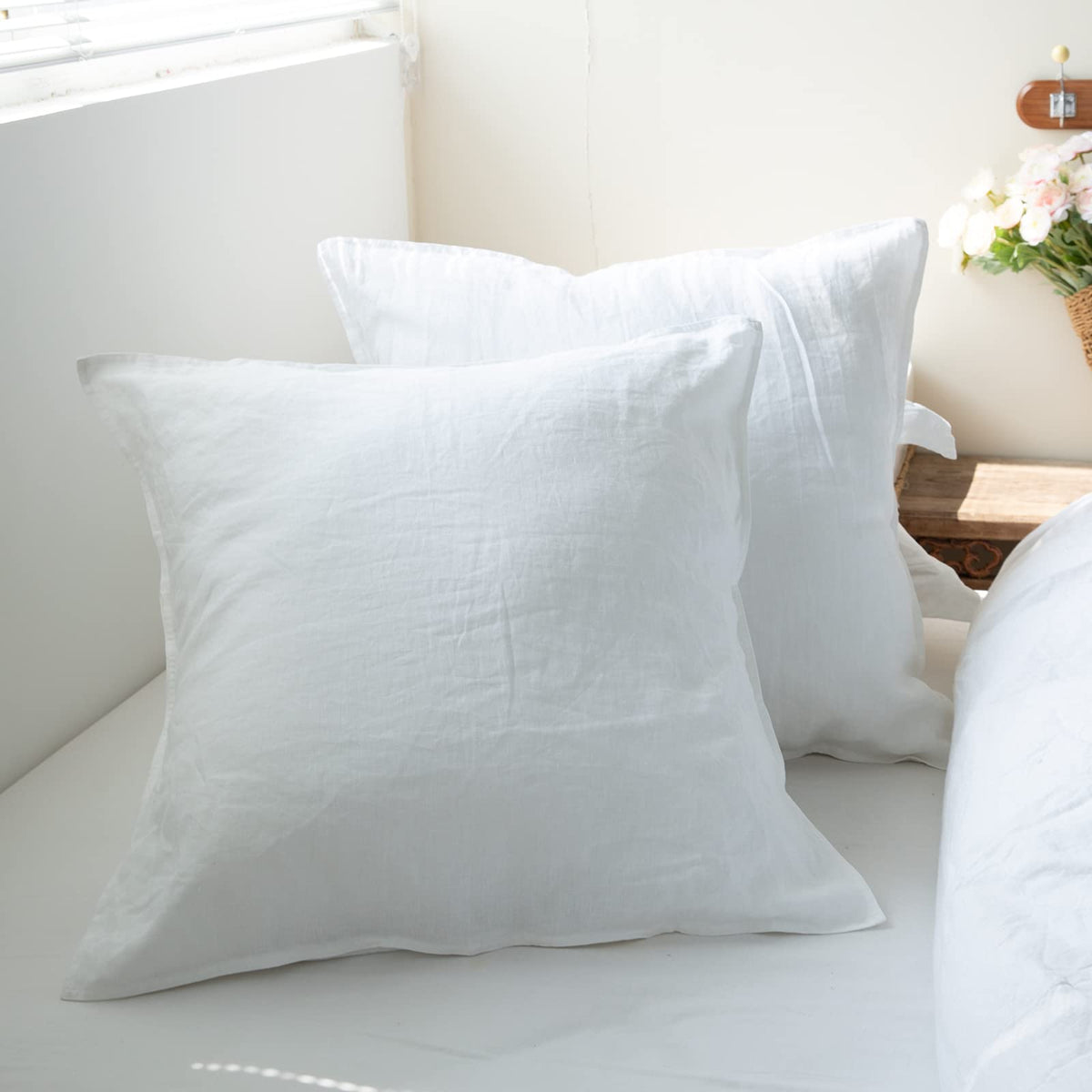 Simple&Opulence 100% Linen Duvet Cover Set 3pcs Basic Style Natural French Washed Flax Solid Color Soft Breathable Farmhouse Bedding with Button Closure - Linen, King