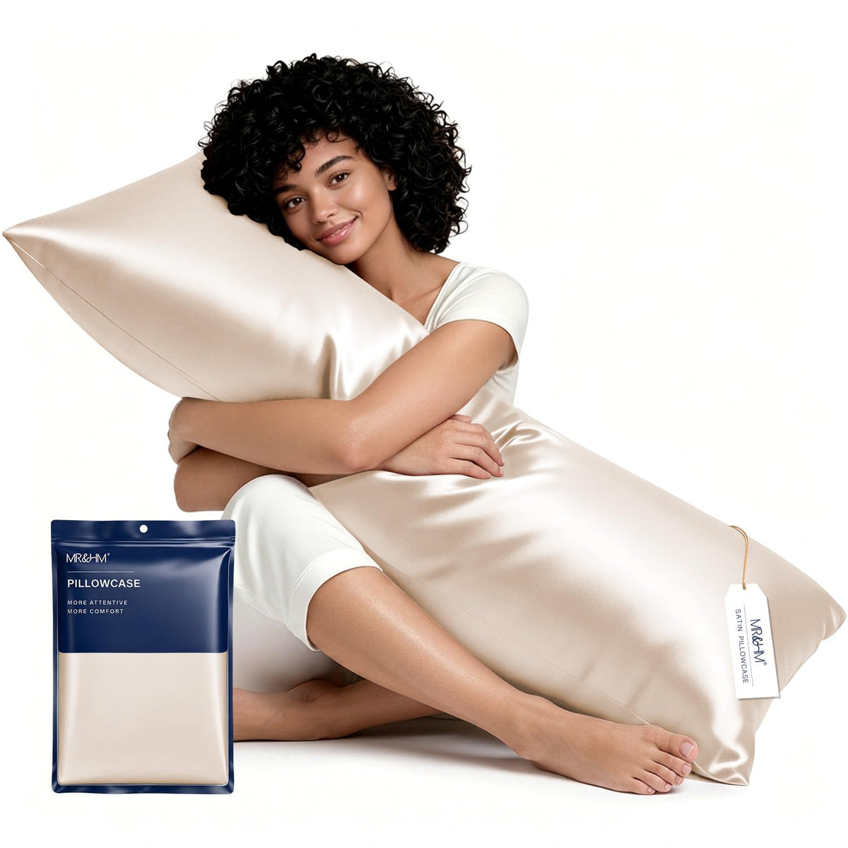 MR&HM Satin Pillowcase 2 Pack, Queen Size 20"x30", Black