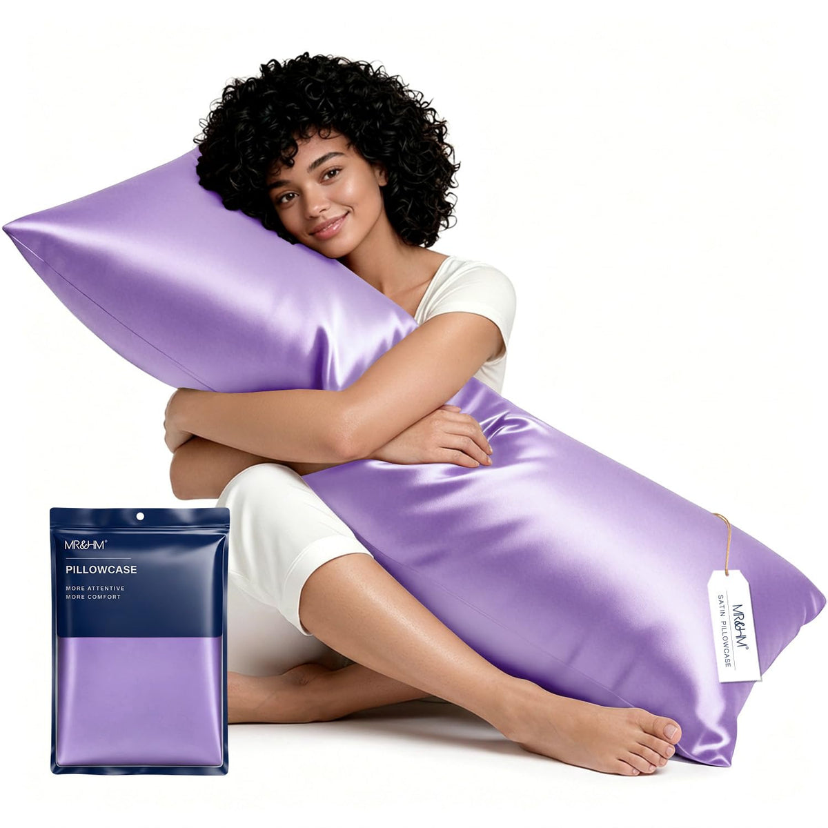 MR&HM Satin Pillowcase 2 Pack, Queen Size 20"x30", Black