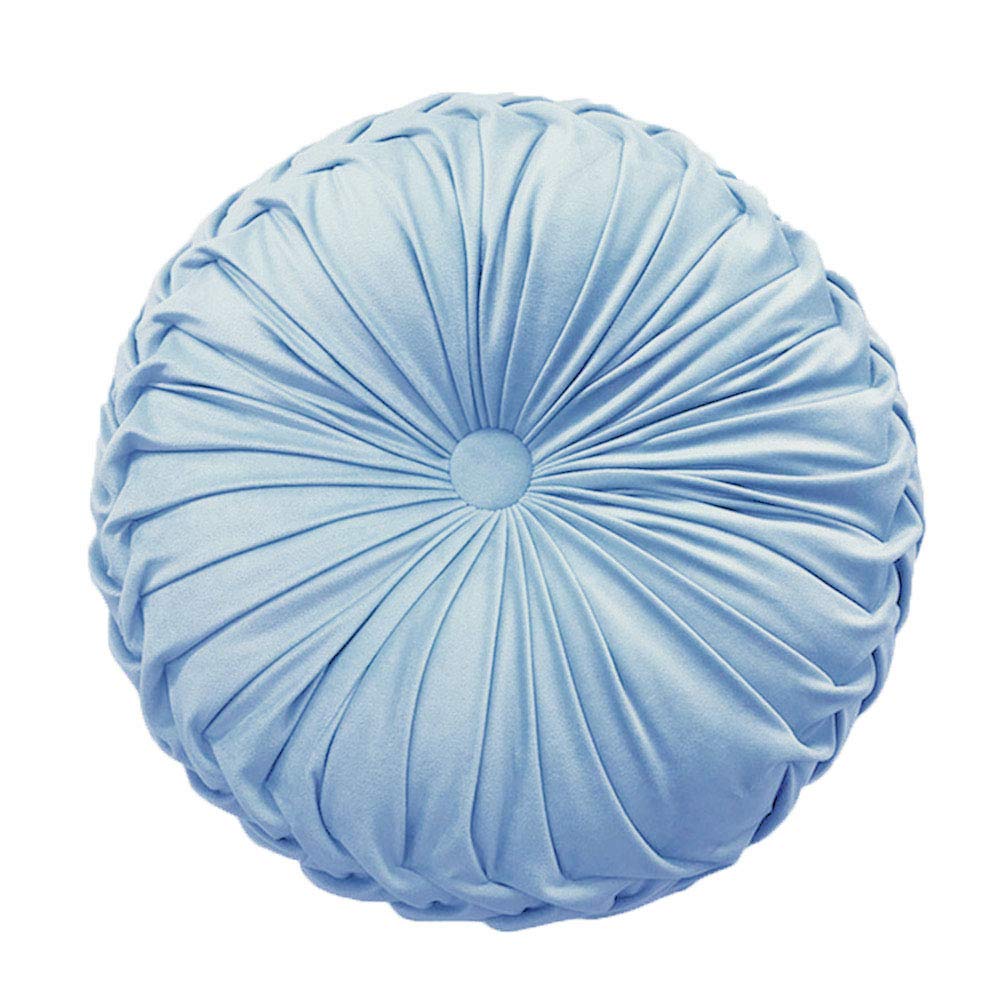 Teieas Round Pillows Velvet Pleated Circle Pillow Floor Pillows Burgundy