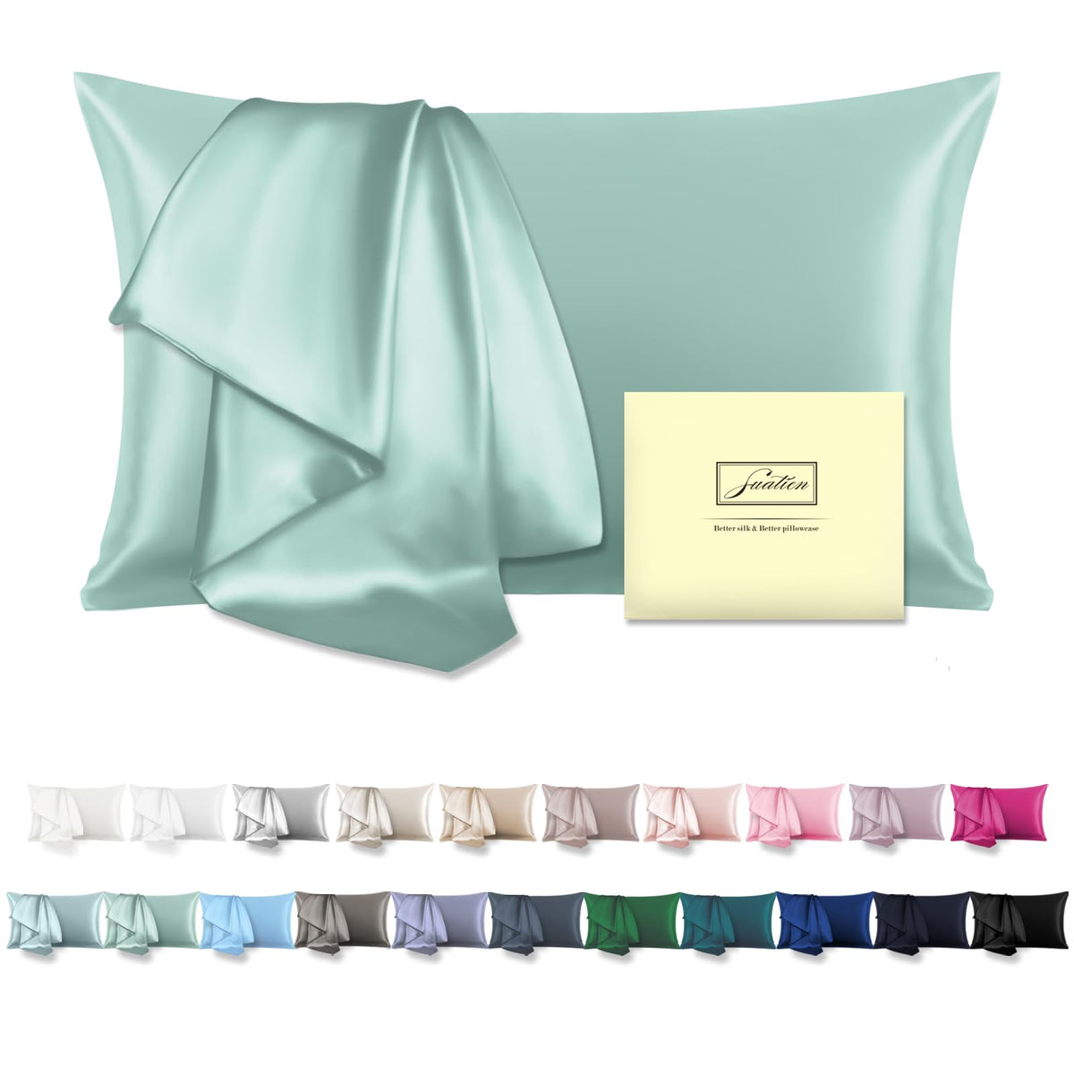 Mulberry Silk Pillowcase for Hair and Skin Standard Size 20"X 26" Pillow Case with Hidden Zipper Soft Breathable Smooth Cooling Silk Pillow Covers for Sleeping (Haze Blue,Standard,1Pcs)