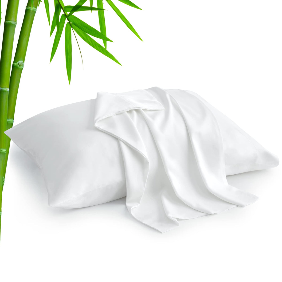 BEDELITE Cooling Pillow Cases Queen Size Set of 2, Rayon from Bamboo, Grey