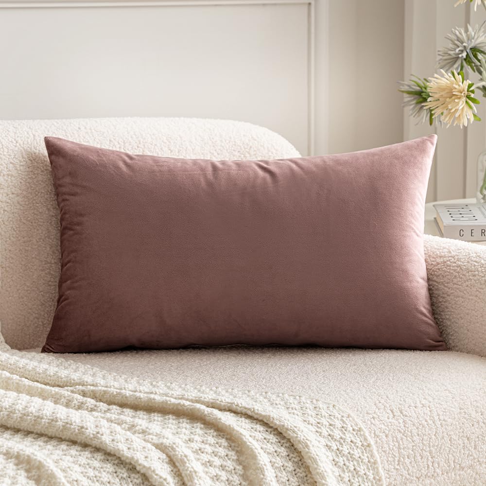 MIULEE Velvet Pillow Cover Soft Luxury Decorative Throw Pillow Cover Single Rectangle Cushion Case for Spring Couch Sofa Bedroom Car Decor,12x20 Inch Sage Green