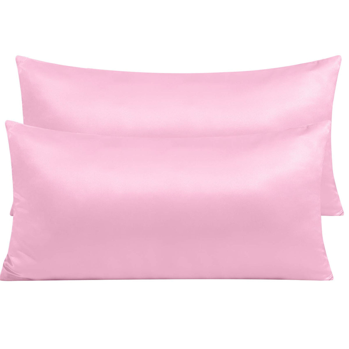 NTBAY Standard Satin Pillowcases, Set of 2, Zipper, Black