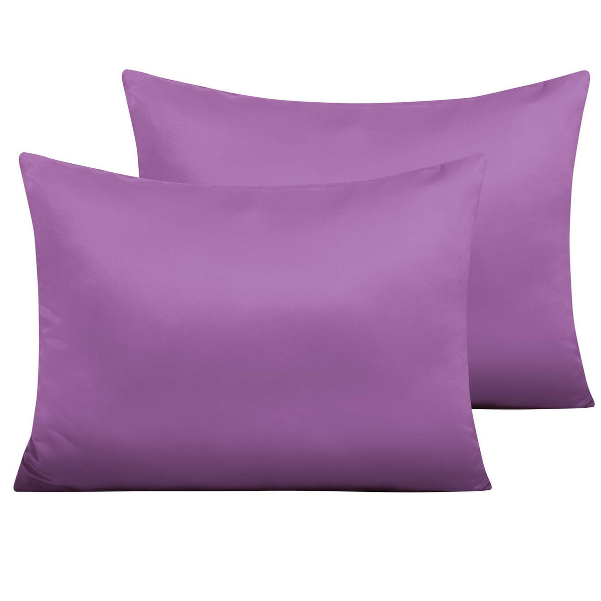 NTBAY Standard Satin Pillowcases, Set of 2, Zipper, Black