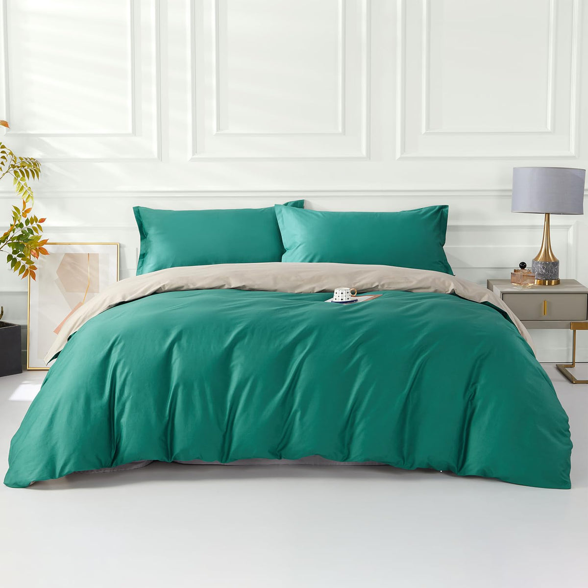 Duvet Cover Set King Size 100% Organic Cotton Pirate Black, SAPHREAS 3 Pcs Soft Bedding Comforter Cover with Zipper Closure & Corner Ties, Comforter Not Included