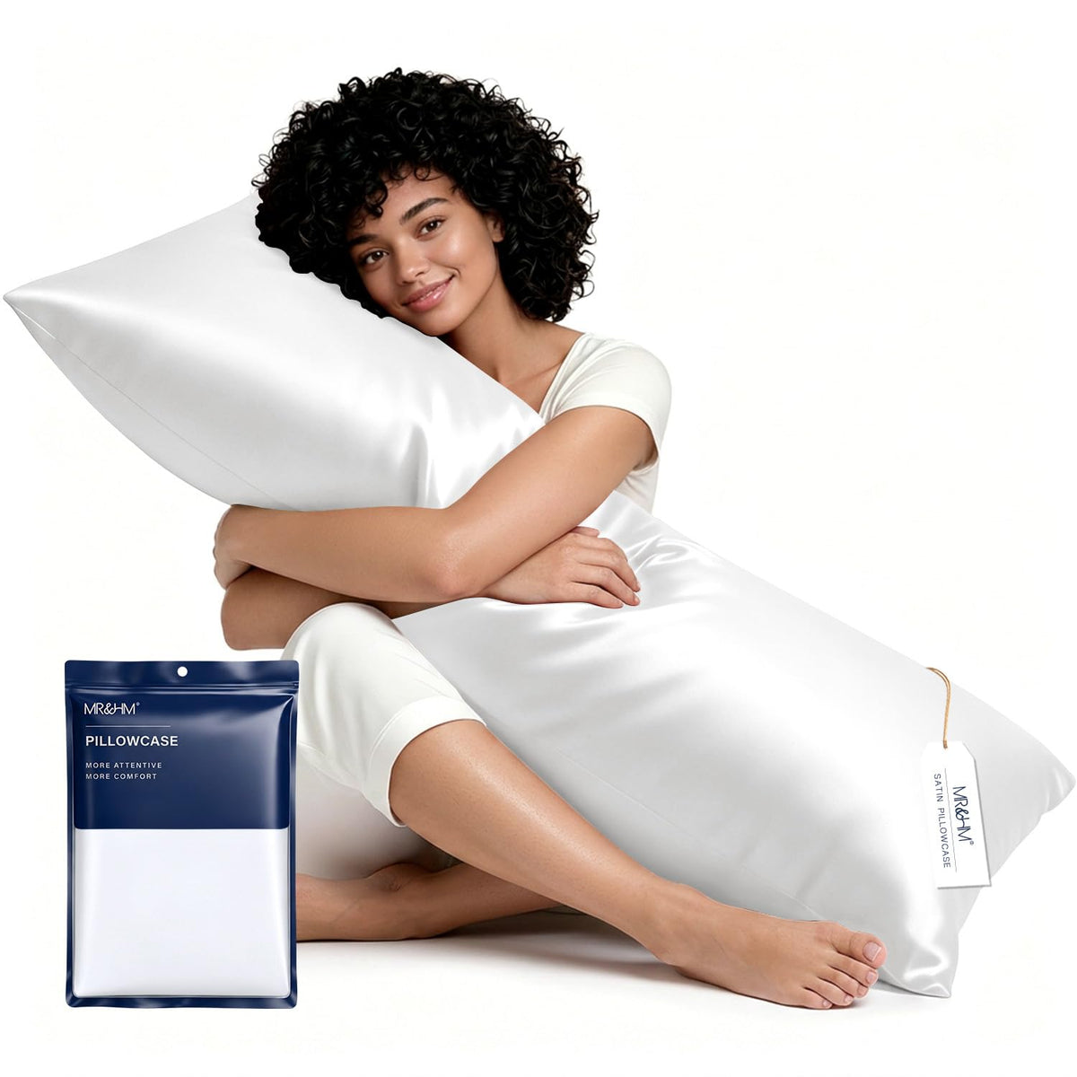MR&HM Satin Pillowcase 2 Pack, Queen Size 20"x30", Black