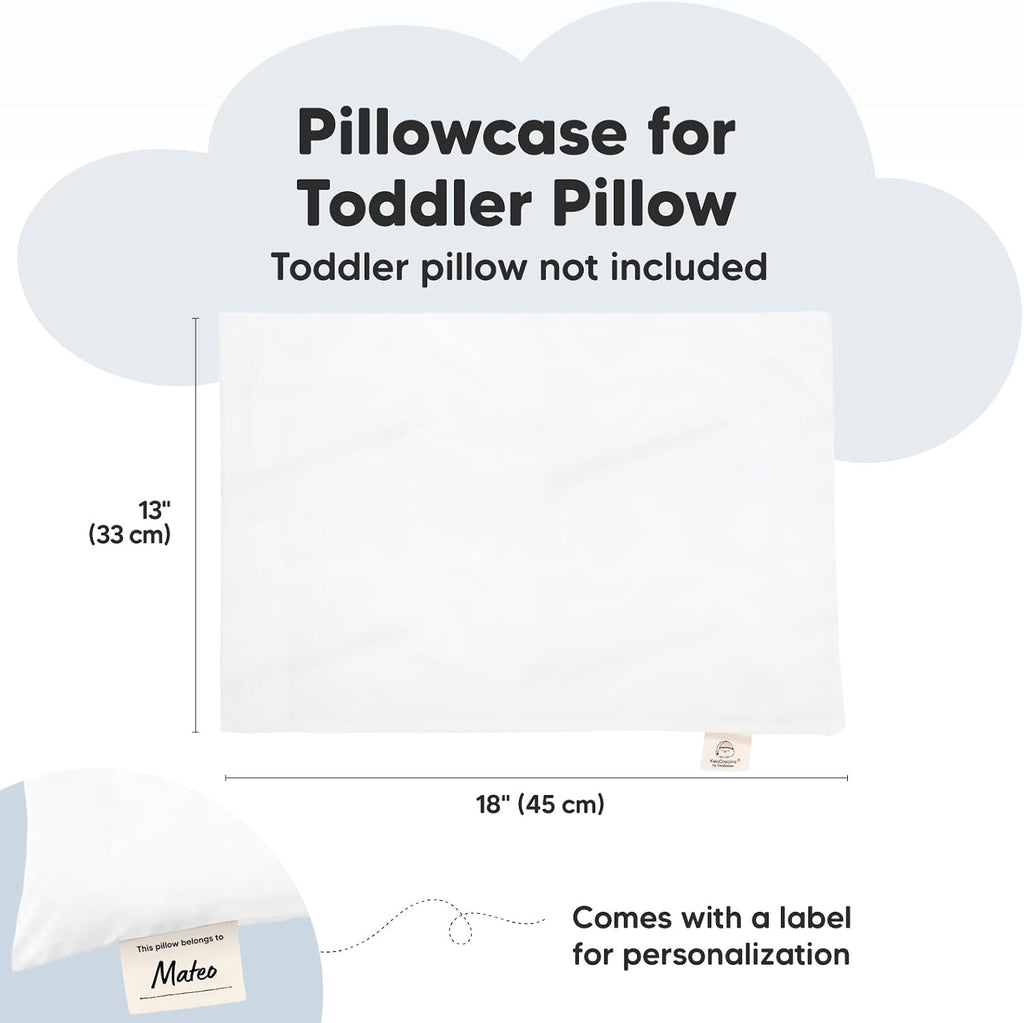 KeaBabies Toddler Pillowcase 13x18 Organic Cotton Cover, Soft White