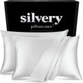 Silvery Silver Infused Pillowcase Set - 2 Pack Self-Cooling Pillowcases with Self-Cleaning Silvery Technology™ for Hygienic Sleep - Luxurious Silky Soft Comfort (Gray, Queen (U.S. Standard))