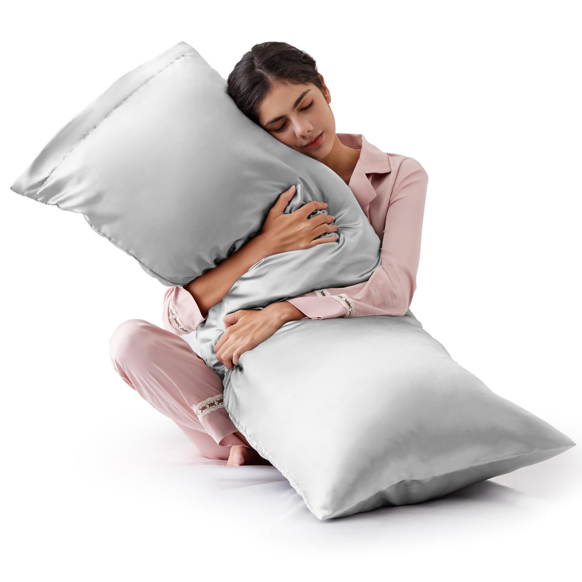 Love's cabin Satin Pillowcase Set of 2 Queen Size 20x30, Cooling Pillow Covers for Hair and Skin, Silky Smooth with Envelope Closure, Similar to Silk, Black