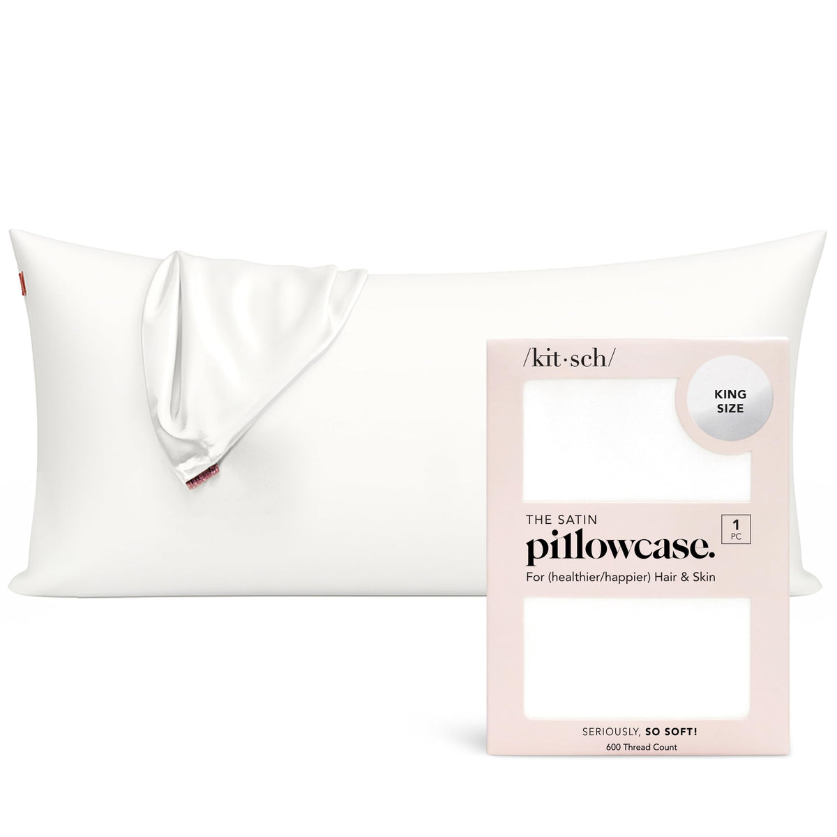 Kitsch Satin Pillowcase with Zipper - Standard Size, Ivory