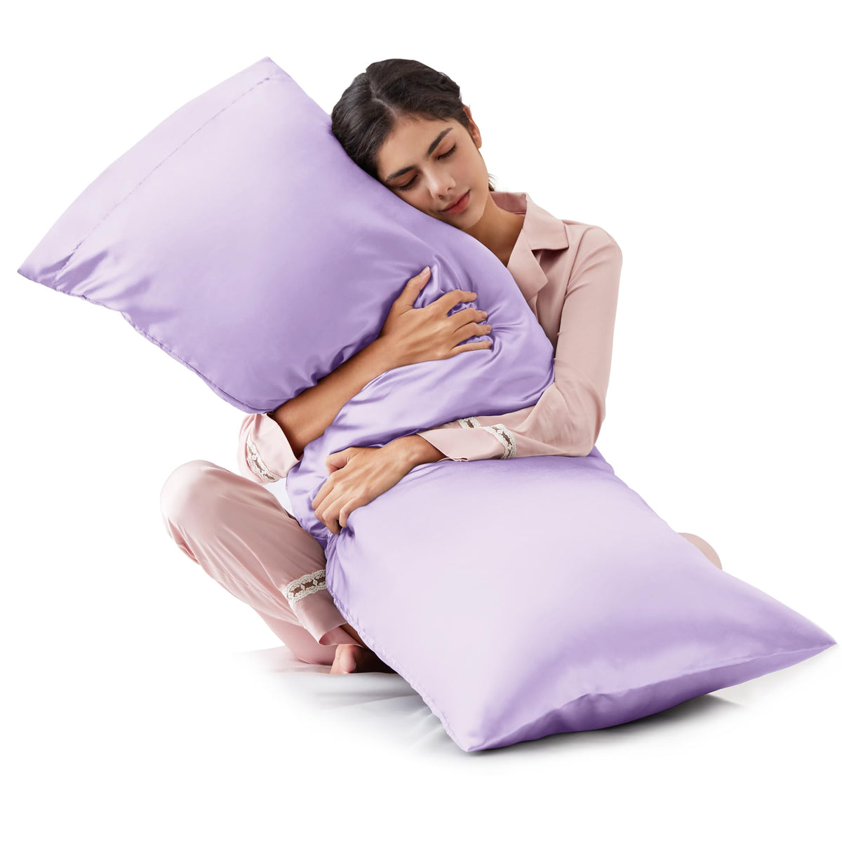 Love's cabin Satin Pillowcase Set of 2 Queen Size 20x30, Cooling Pillow Covers for Hair and Skin, Silky Smooth with Envelope Closure, Similar to Silk, Black