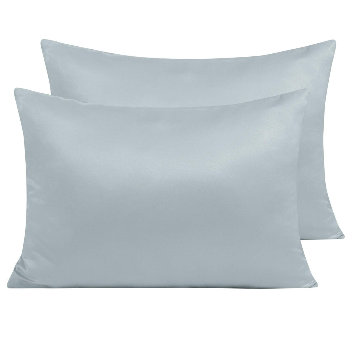 NTBAY Standard Satin Pillowcases, Set of 2, Zipper, Black
