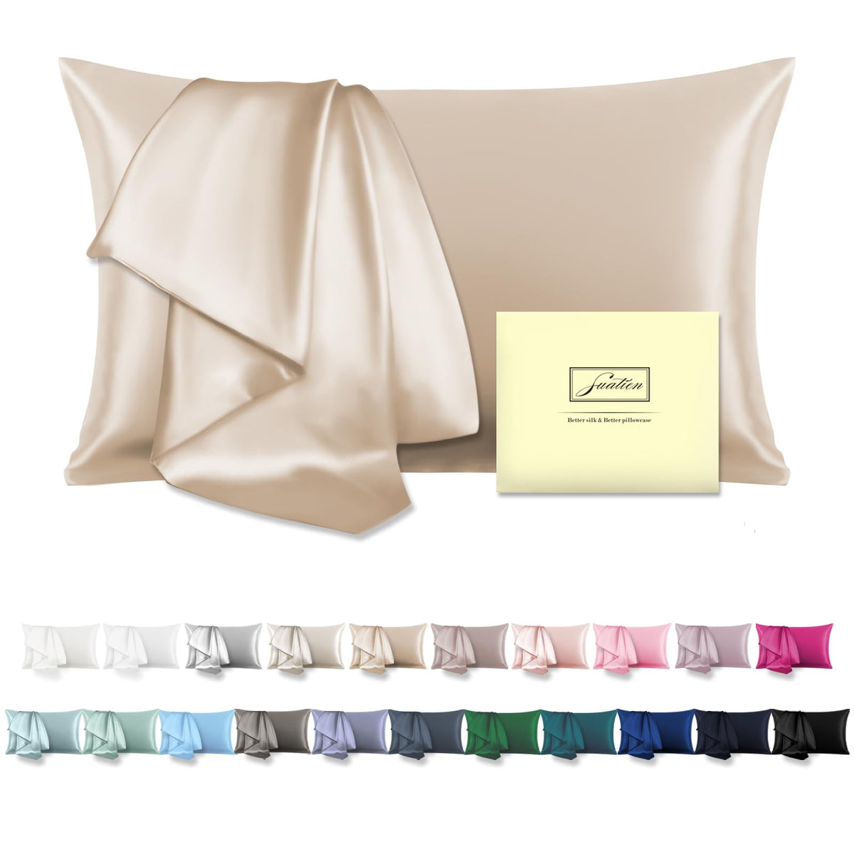 Mulberry Silk Pillowcase for Hair and Skin Standard Size 20"X 26" Pillow Case with Hidden Zipper Soft Breathable Smooth Cooling Silk Pillow Covers for Sleeping (Haze Blue,Standard,1Pcs)