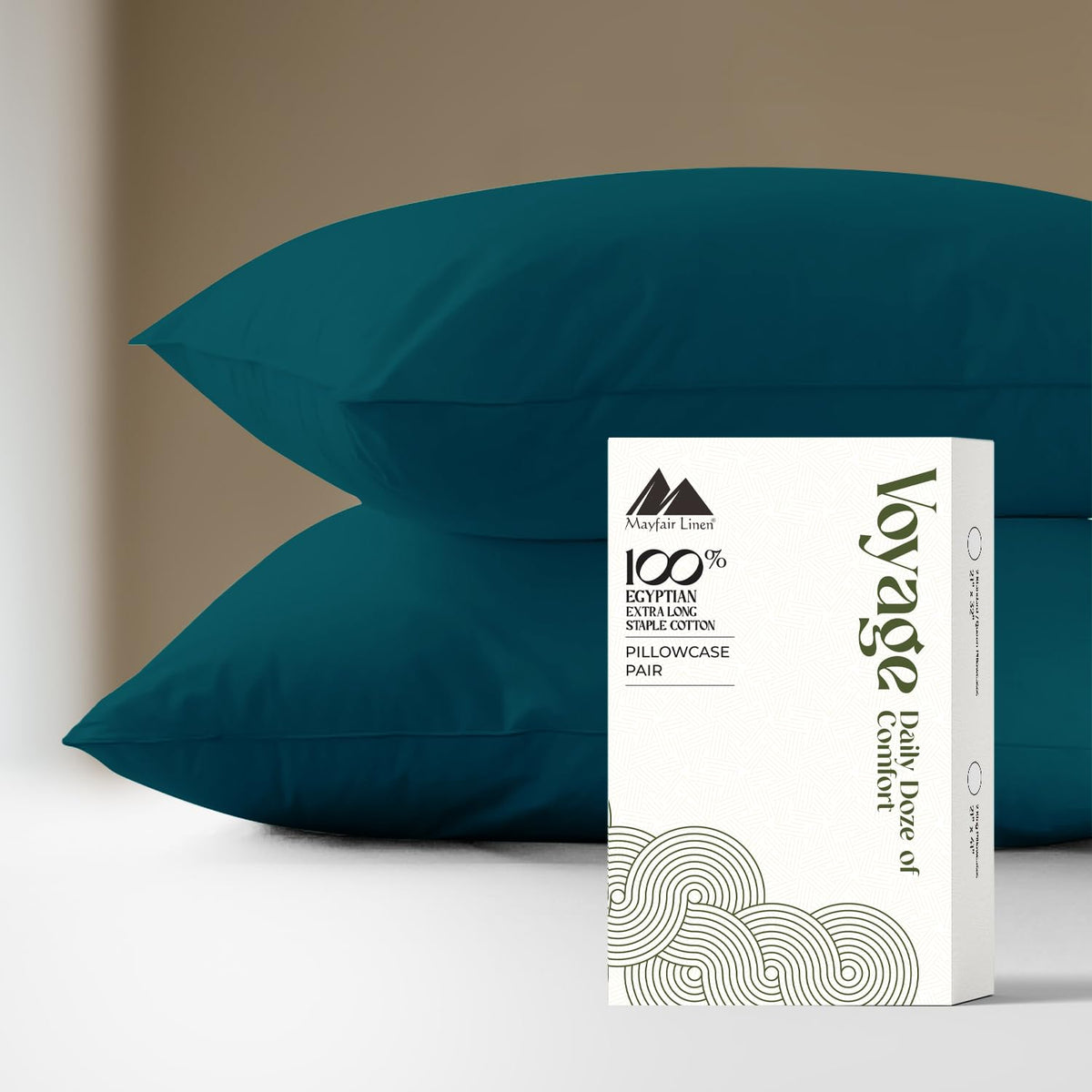 Mayfair Linen Pillow Cases Queen Size - Luxury 600 Series Egyptian Cotton Pillow Cases Queen Size Set of 2 (White), Soft, Cooling & Breathable Sateen Weave Hotel Pillowcovers - Voyage Collection