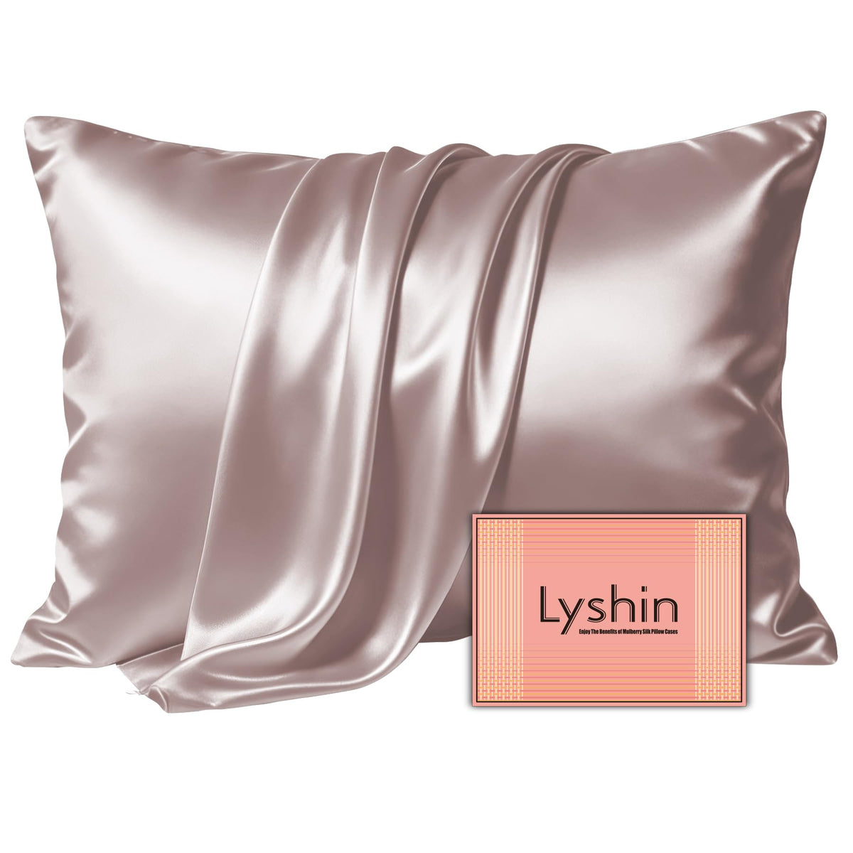 LYSHIN White Silk Pillow Cases Standard Size with Hidden Zipper