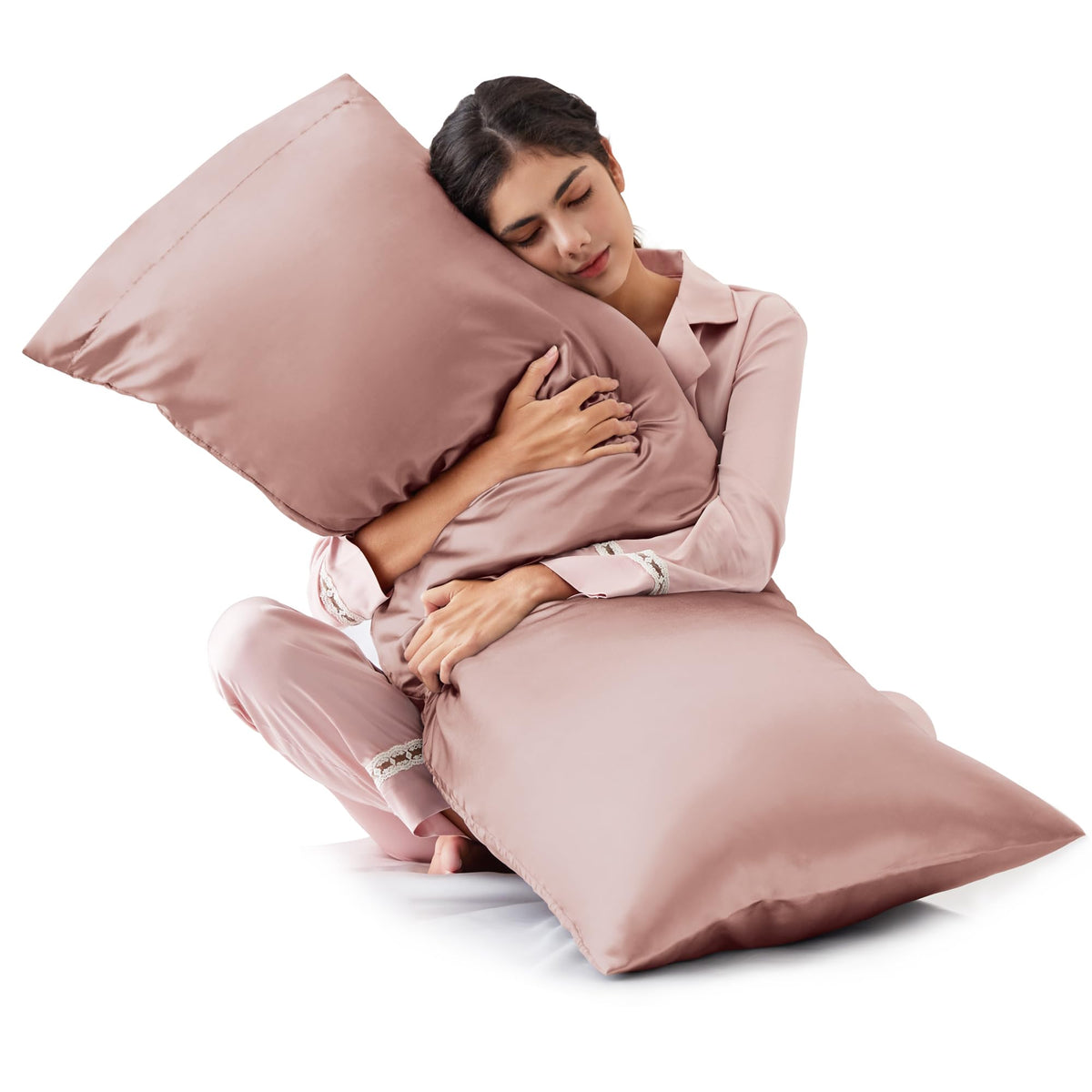 Love's cabin Satin Pillowcase Set of 2 Queen Size 20x30, Cooling Pillow Covers for Hair and Skin, Silky Smooth with Envelope Closure, Similar to Silk, Black