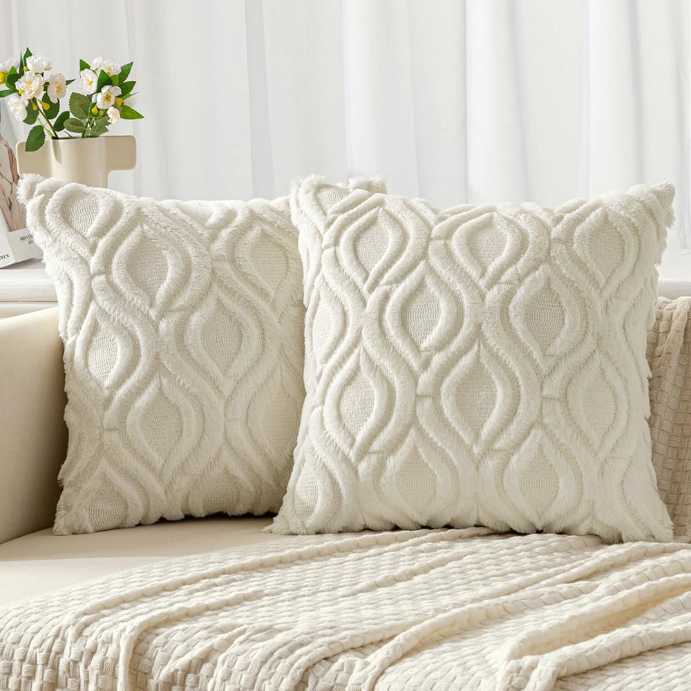 MIULEE Fall Mustard Yellow Soft Plush Faux Wool Throw Pillow Covers 18x18