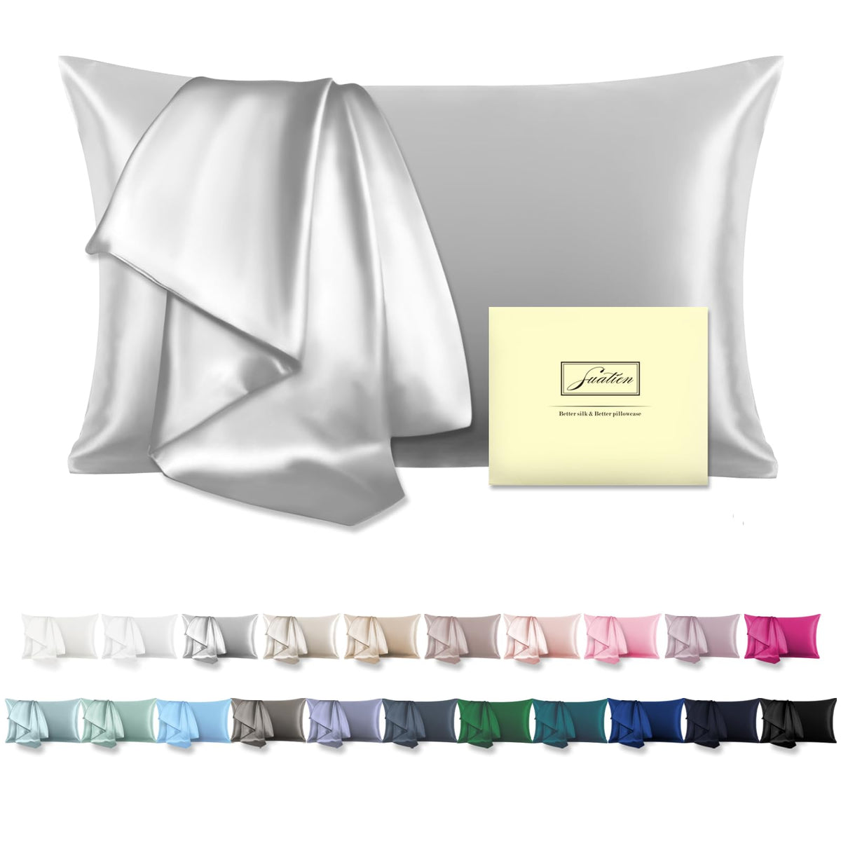 Mulberry Silk Pillowcase for Hair and Skin Standard Size 20"X 26" Pillow Case with Hidden Zipper Soft Breathable Smooth Cooling Silk Pillow Covers for Sleeping (Haze Blue,Standard,1Pcs)