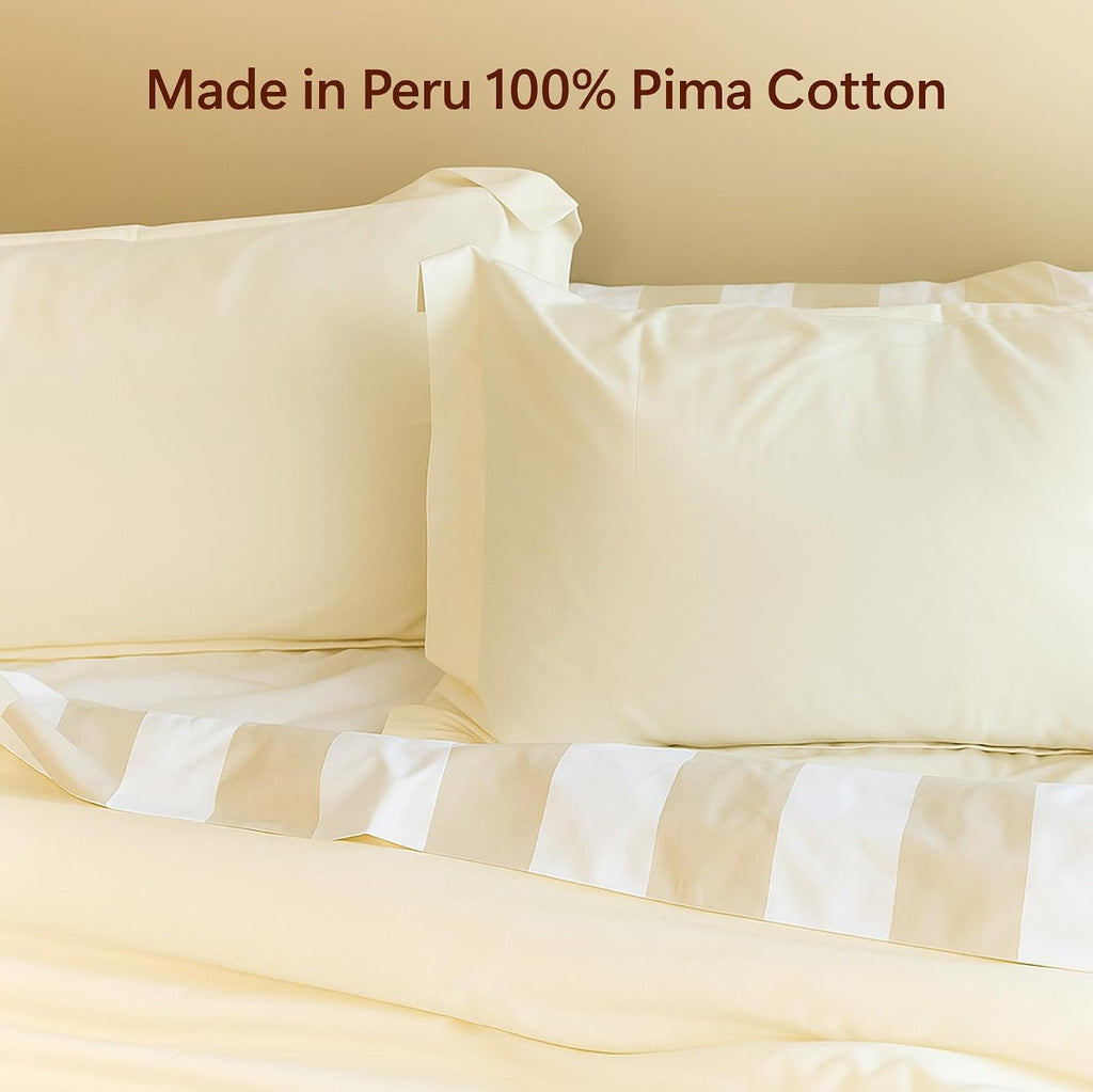 Peru Pima 415 Thread Count Percal King/Cal King Duvet Cover Set - 100% Peruvian Pima Cotton, 3 Piece (1 Cover, 2 Pillowcases) - Cooling, Crisp, Deep Pocket, Hotel Quality Bedding - Slate