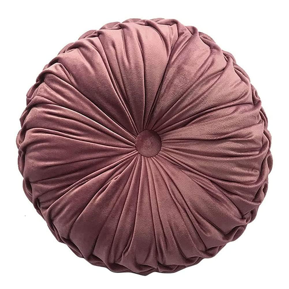 Teieas Round Pillows Velvet Pleated Circle Pillow Floor Pillows Burgundy