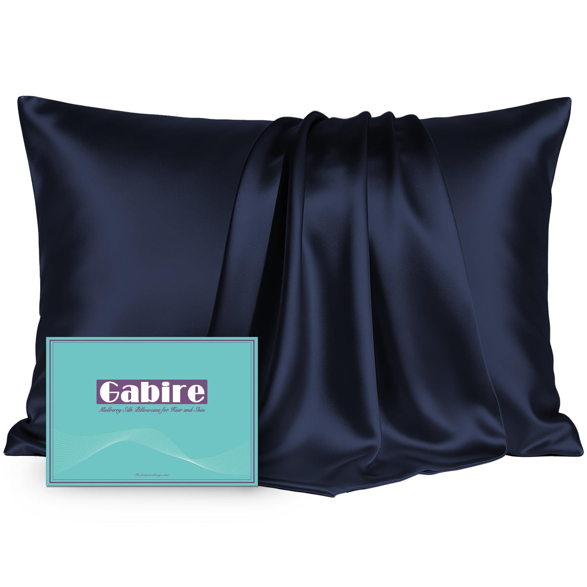 Gabire Mulberry Silk Pillow Cases Set of 2, Both Sides Real Silk Pillowcase for Hair and Skin Prevent Acne Pillowcase Organic Silk Pillowcase 2 Pack with Hidden Zipper, Black, Standard (20"×26")