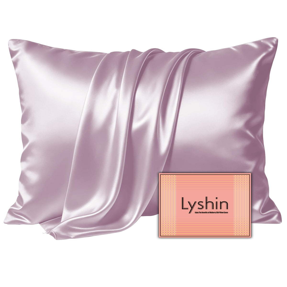 LYSHIN White Silk Pillow Cases Standard Size with Hidden Zipper