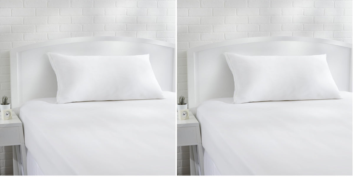 Amazon Basics King Pillow Protector with Zipper, Breathable 100% Cotton Hypoallergenic, Tight Weave, Machine Washable, White, 37 x 21 Inches, Pillows Not Included