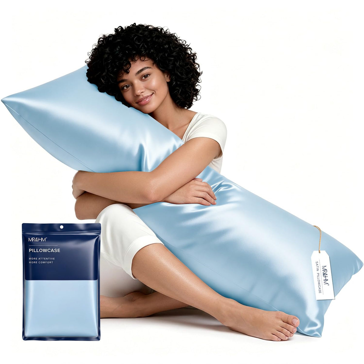 MR&HM Satin Pillowcase 2 Pack, Queen Size 20"x30", Black
