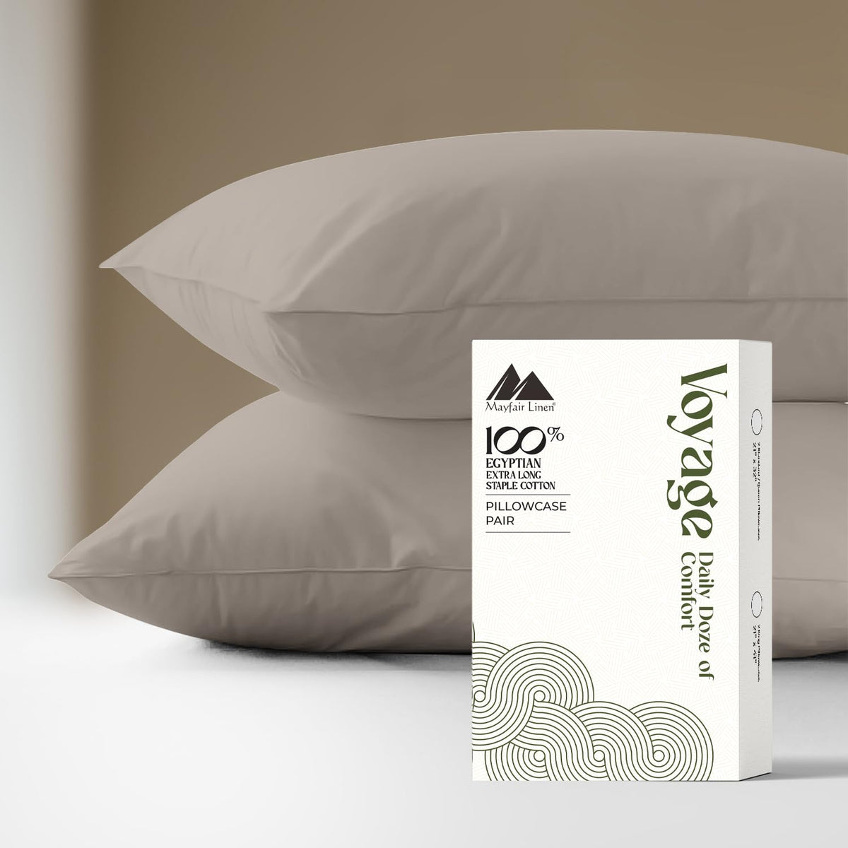 Mayfair Linen Pillow Cases Queen Size - Luxury 600 Series Egyptian Cotton Pillow Cases Queen Size Set of 2 (White), Soft, Cooling & Breathable Sateen Weave Hotel Pillowcovers - Voyage Collection
