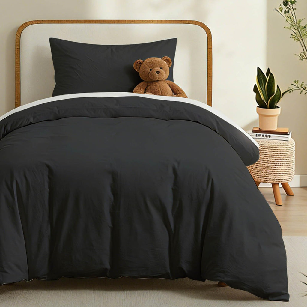 LOVQUE 100% Washed Cotton Duvet Cover, White, Twin Size, 68x90 Inches